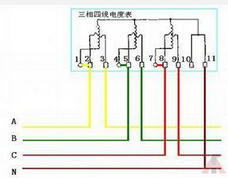 智能遠程三相四線電表接線原理圖